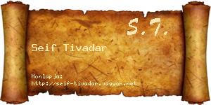 Seif Tivadar névjegykártya